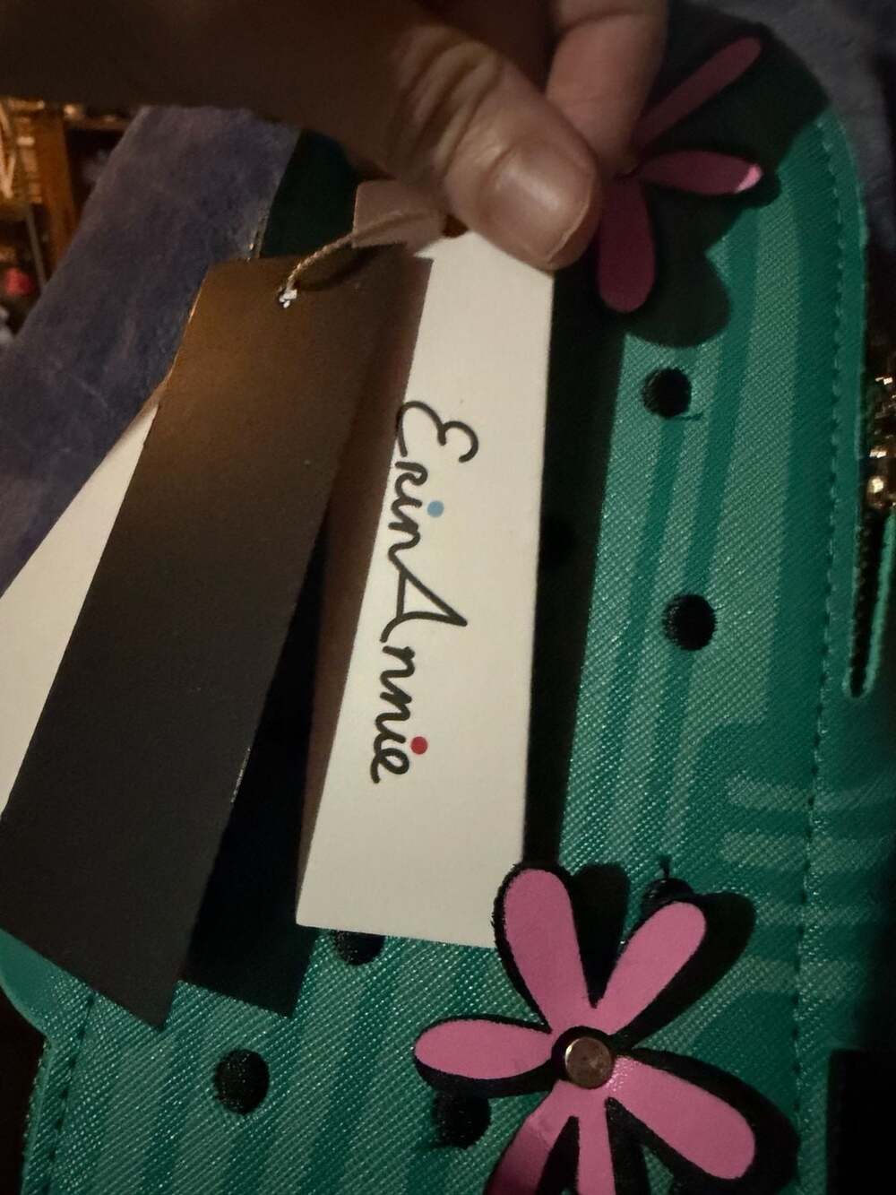 Erin Annie Vegan Leather Pink Flower Cactus Crossbody Bag with Chain Strap - Picture 2 of 4